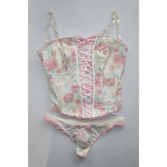 Rene Rofe Sophie B Cream Floral Corset Set - NEW - Picture 2 of 13